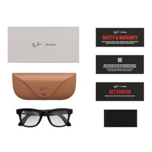 Ray-Ban Meta (Gen 1), Wayfarer, Large Shiny Black | Smart AI Glasses for Men, Women. 12 MP Ultra-Wide Camera, Open-Ear Speakers for Audio, Video Recording and Bluetooth. Clear Lenses.